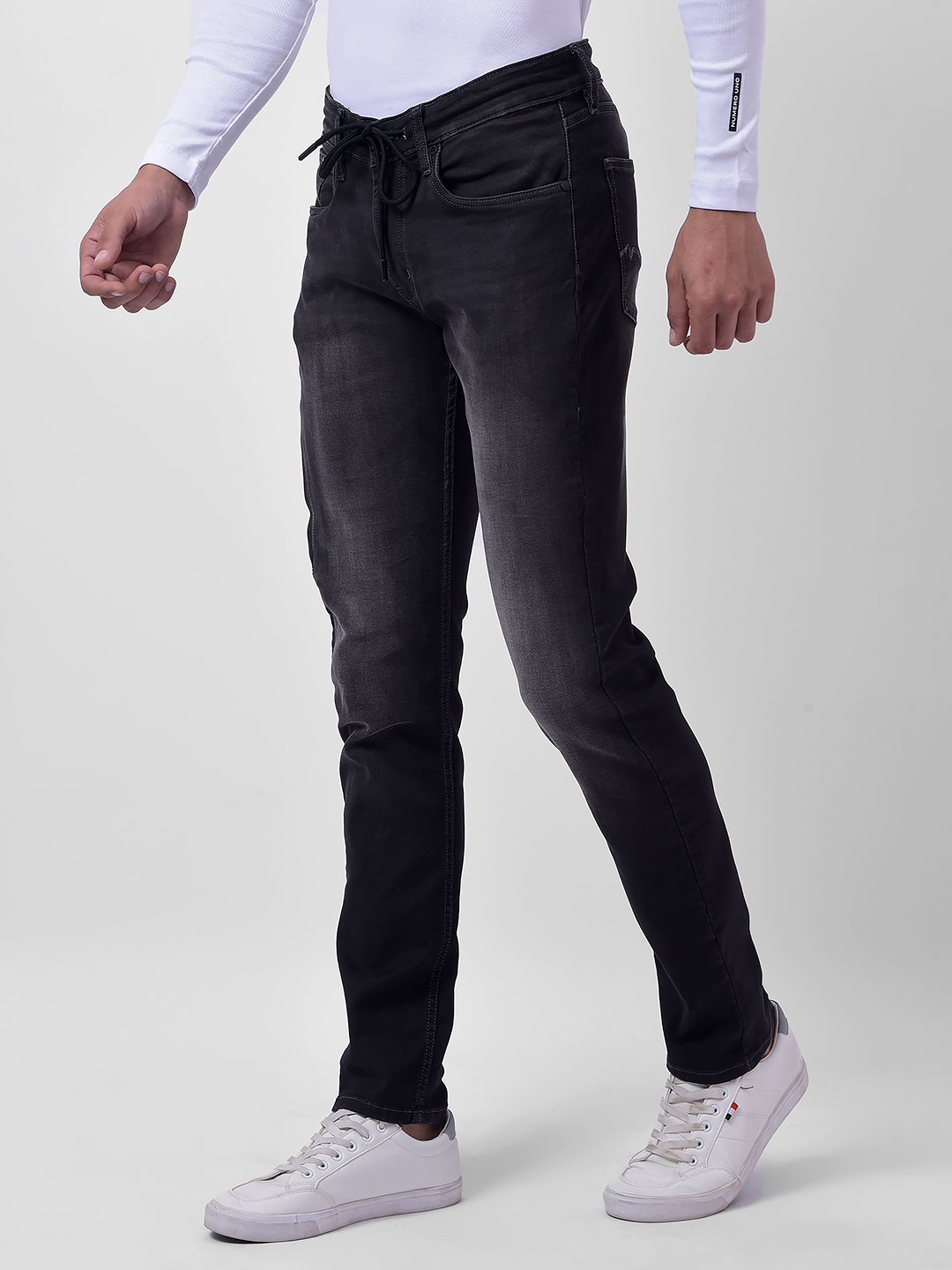 Numero Uno Men Packable Black Skinny Fit Sustainable Jeans